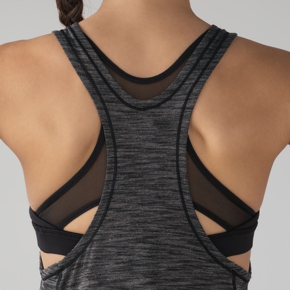 LULULEMON Glide and Stride Cutout Racerback Mesh Tank in Heathered Black Grey - Picture 2 of 13